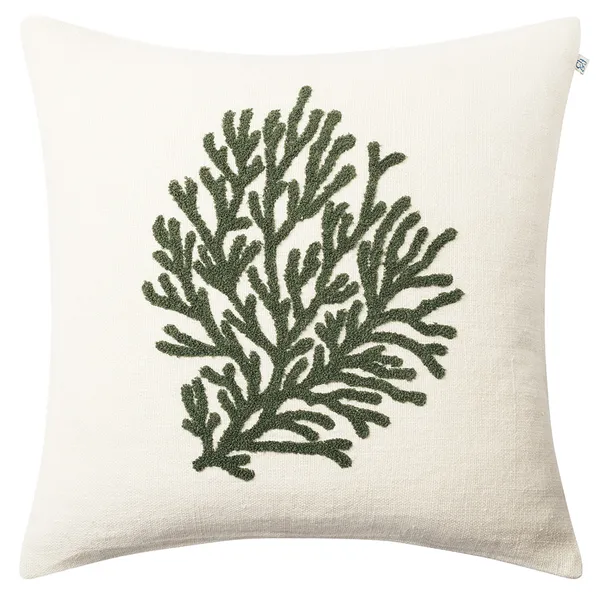 Coral Pudebetræk 50x50 cm Offwhite/Kaki