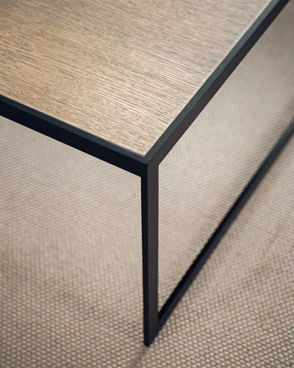 Square Soffbord 122x62 cm Svart/Burned Walnut