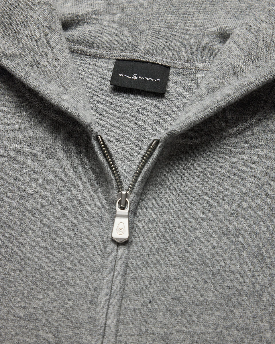 SPINE KNITTED ZIP HOOD