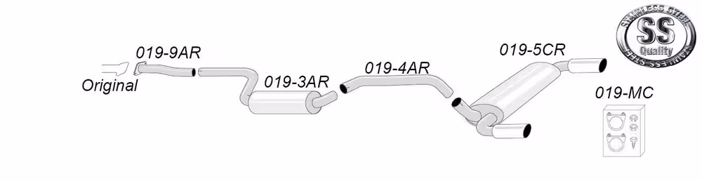 Eksosanlegg til Volvo C30, T5, 2006-2009