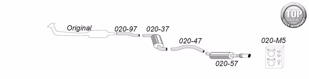 Eksosanlegg til Volvo 850, V70, C70, S70, 1994-1997