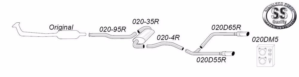 Eksosanlegg til Volvo 850, V70, C70, S70, Turbo, 1991-1997
