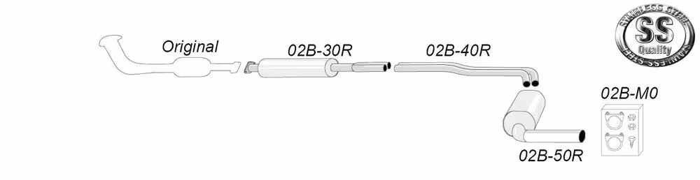 Eksosanlegg til Volvo S60, 2WD, Turbo, T5, 2000-2007