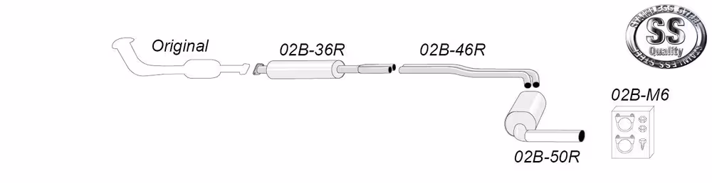 Eksosanlegg til Volvo S60, AWD, Turbo, 2000-2009