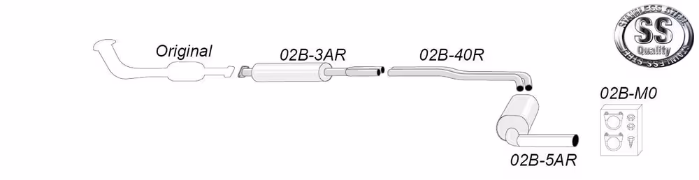 Eksosanlegg til Volvo S80, T6, 1998-2006, 5T