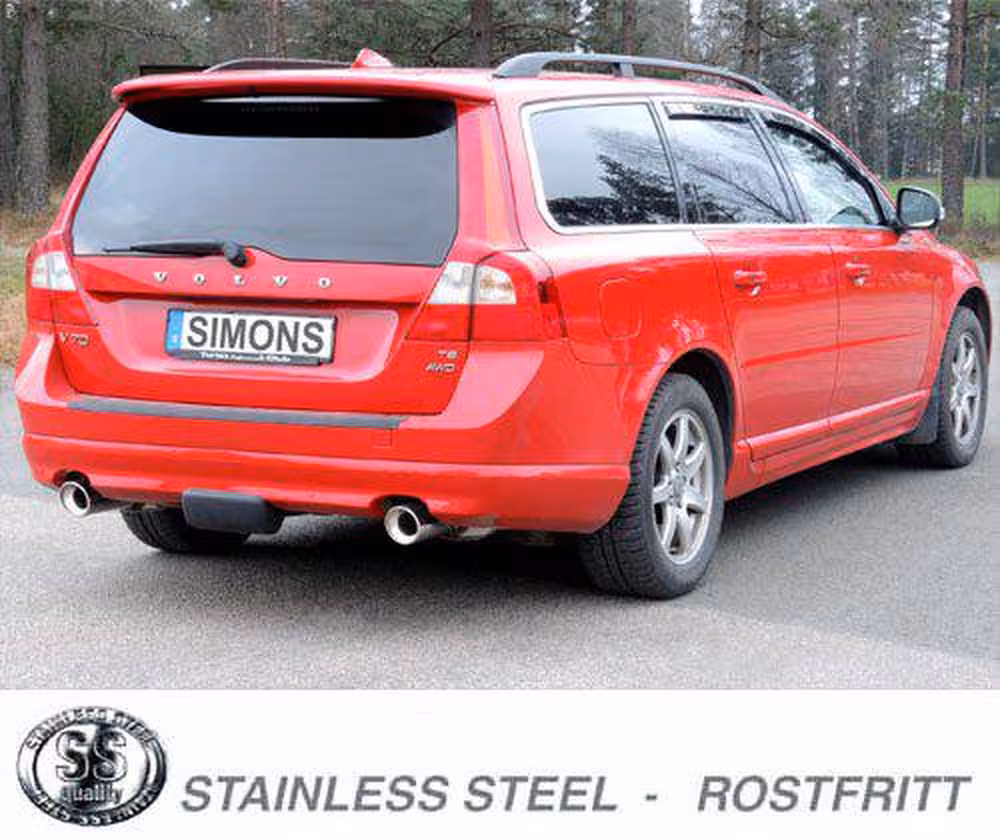 Eksosanlegg til Volvo V70, XC70, S80, AWD, Turbo, T6, 2007-2016