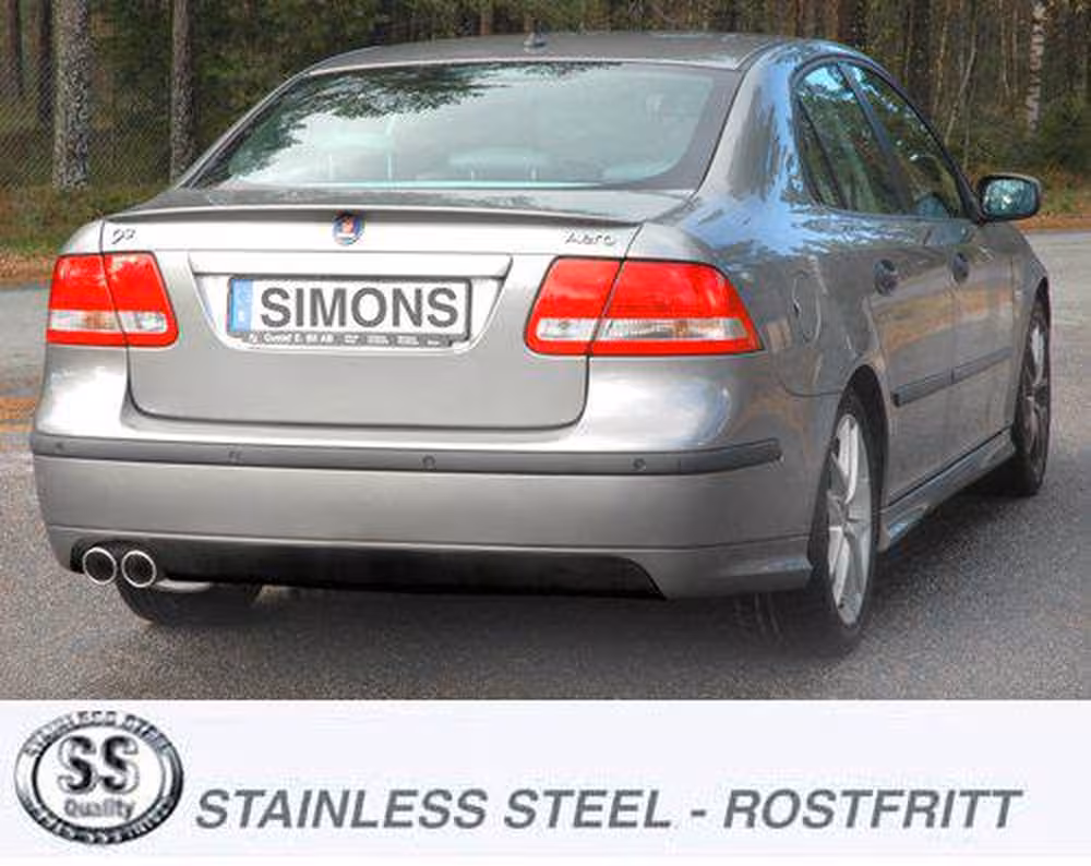 Udstødningssystem til Saab 9-3, Aero, 2004-2014, efter katalysator/flexrør