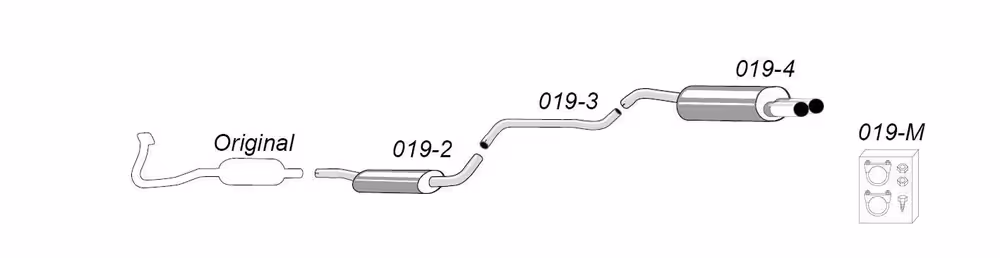 Urheilupakoputkisto Volvo S40:lle, V40, 1996-2000, Vaihe 1, 2x80 mm