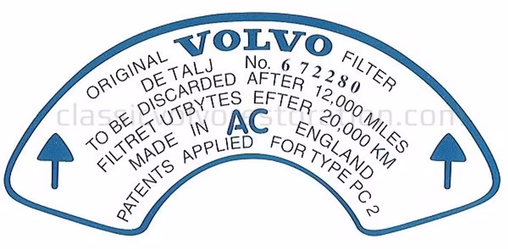 Dekal luftfilter til Volvo B18B (672280)