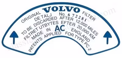 Dekal luftfilter till Volvo B18B (672281)