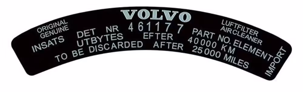 Dekal luftfilter til Volvo B30 1972-75
