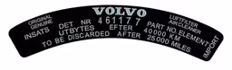 Dekal luftfilter til Volvo B30 1972-75