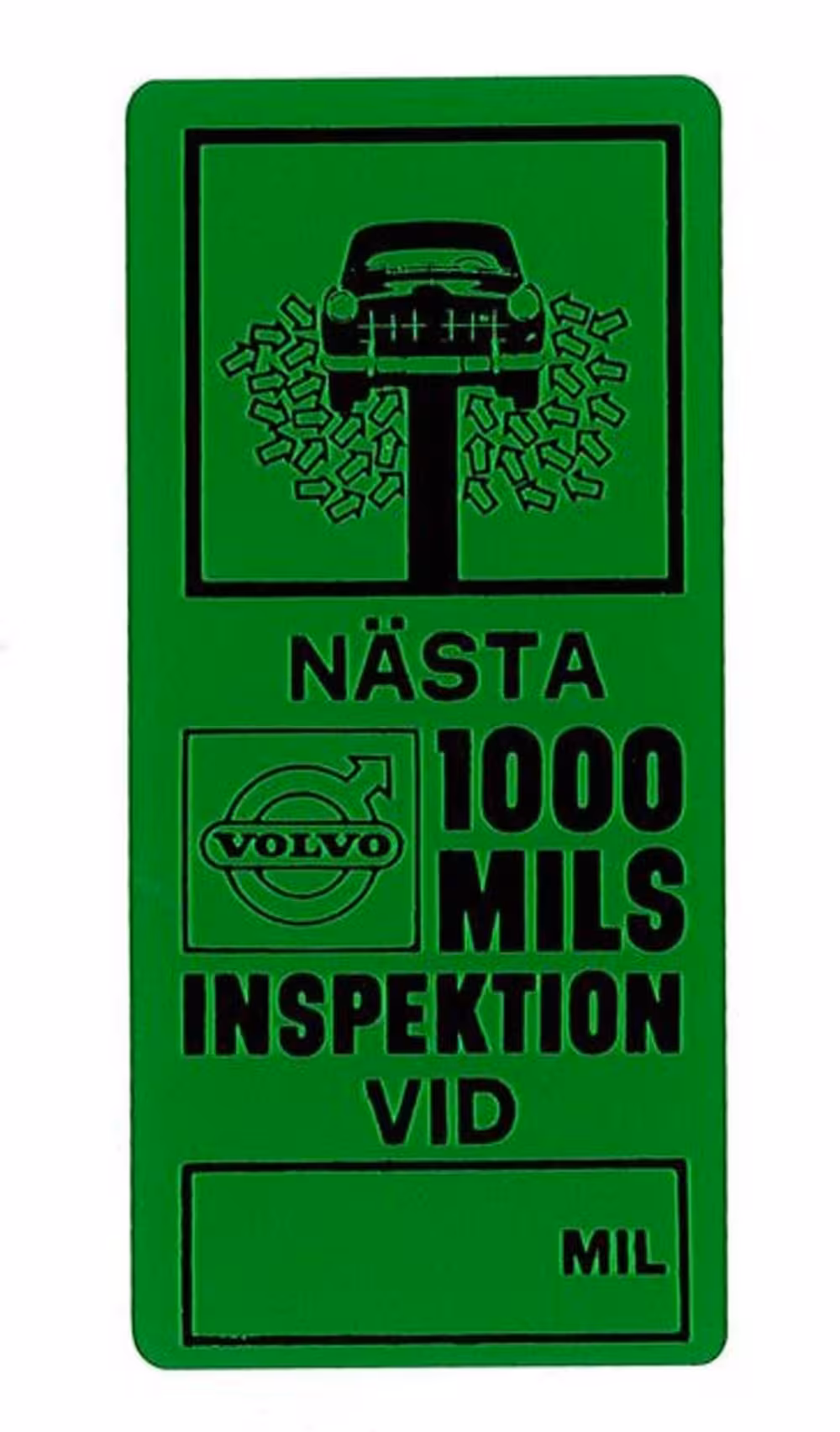 Klistremerke «Neste 1600 km service» grønt