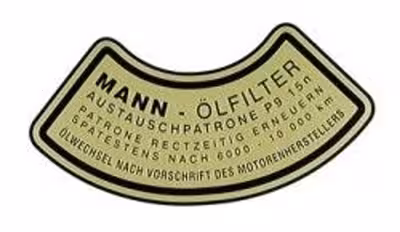 Sticker voor oliefilter voor Volvo B4B "Mann"