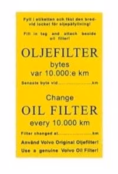 Oliefilter service sticker