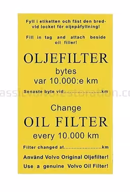 Serviceklistremerke for oljefilter
