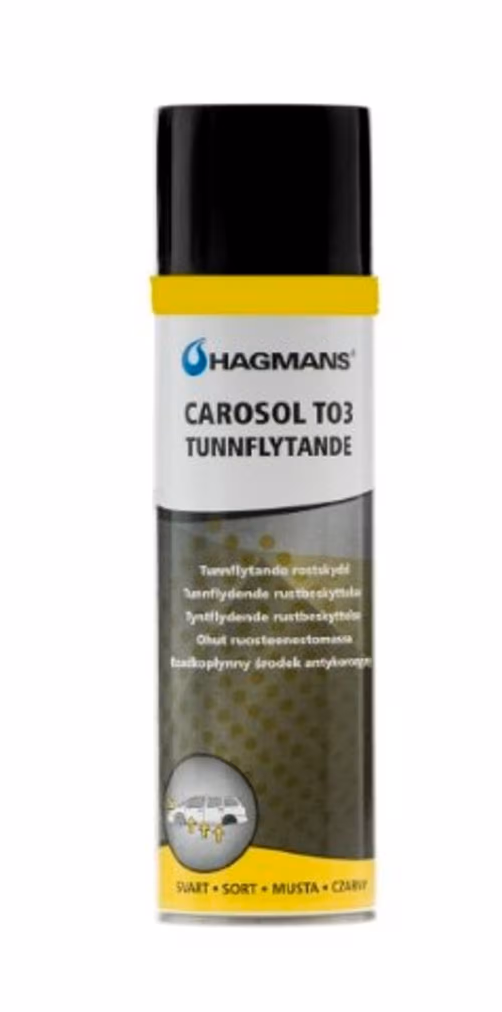 Rustbeskyttelsesspray tynn svart TO3 500ml