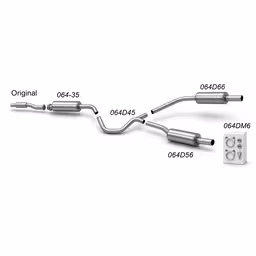 Eksosanlegg til Saab 9-5 Turbo Aero, 1998-2005, duplex, passer etter katalysator/flexrør, 2*, art.nr 11613041