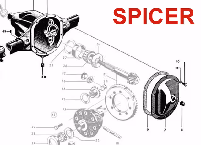 Delt bakaksel med skrudd bakplate (Spicer)