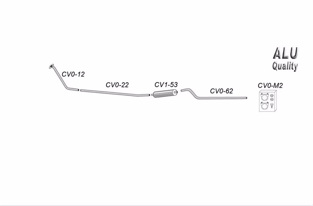 Exhaust system for Volvo Duett, 1957–1961, B16