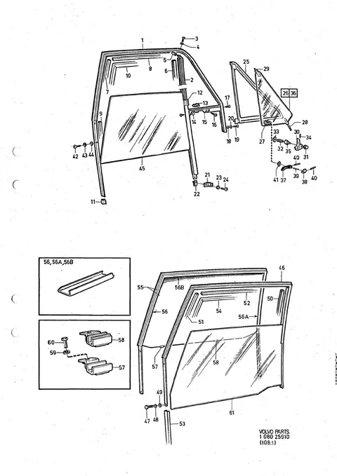 Door arch with components. door glass.