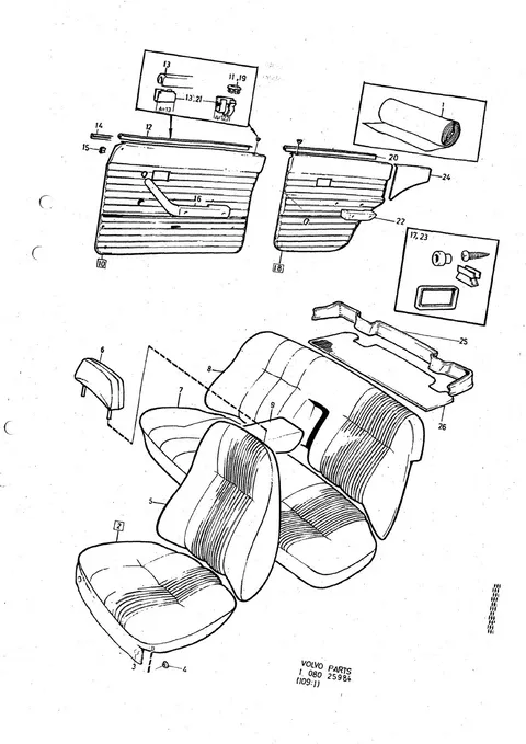 Upholstery 144, upholstery combination 702, 702 B, 708, 708 B