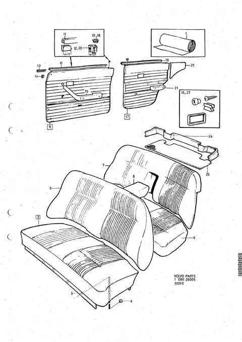 Upholstery 144, upholstery combination 704, 705, 706, 710