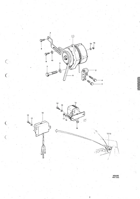 Alternator and mountings, charging relay
