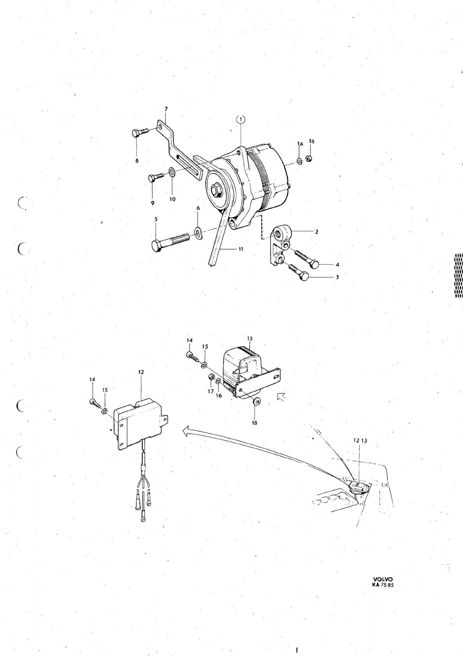 Växelströmsgenerator med upphängning, laddningsregulator