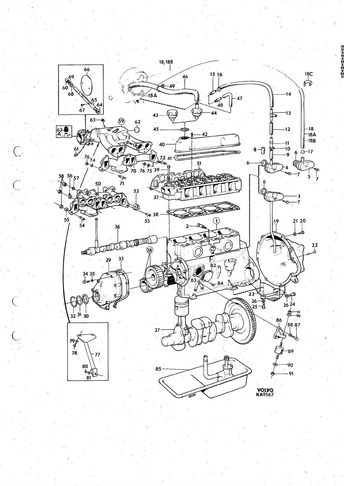 Motor med monteringsdetaljer
