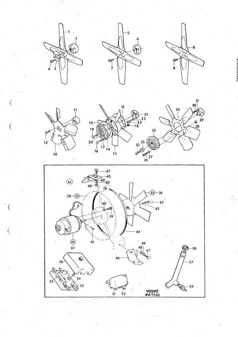 Kjølesystem Fan with installation components