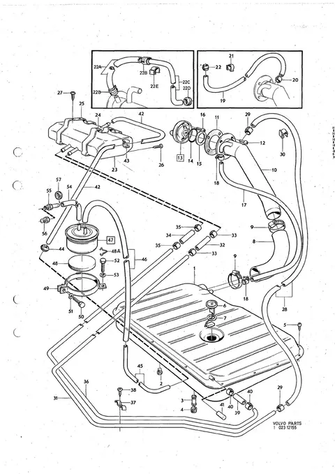 Fuel tank and evaporite control system, 142 B20E-F CH -393949, 144 B20E-F CH -427999