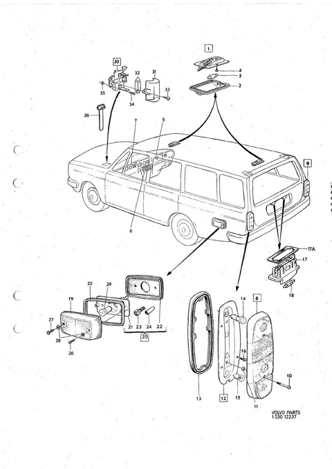 Lighting equipment interior and rear
