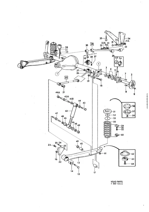 Rear axle, alt. Mountings