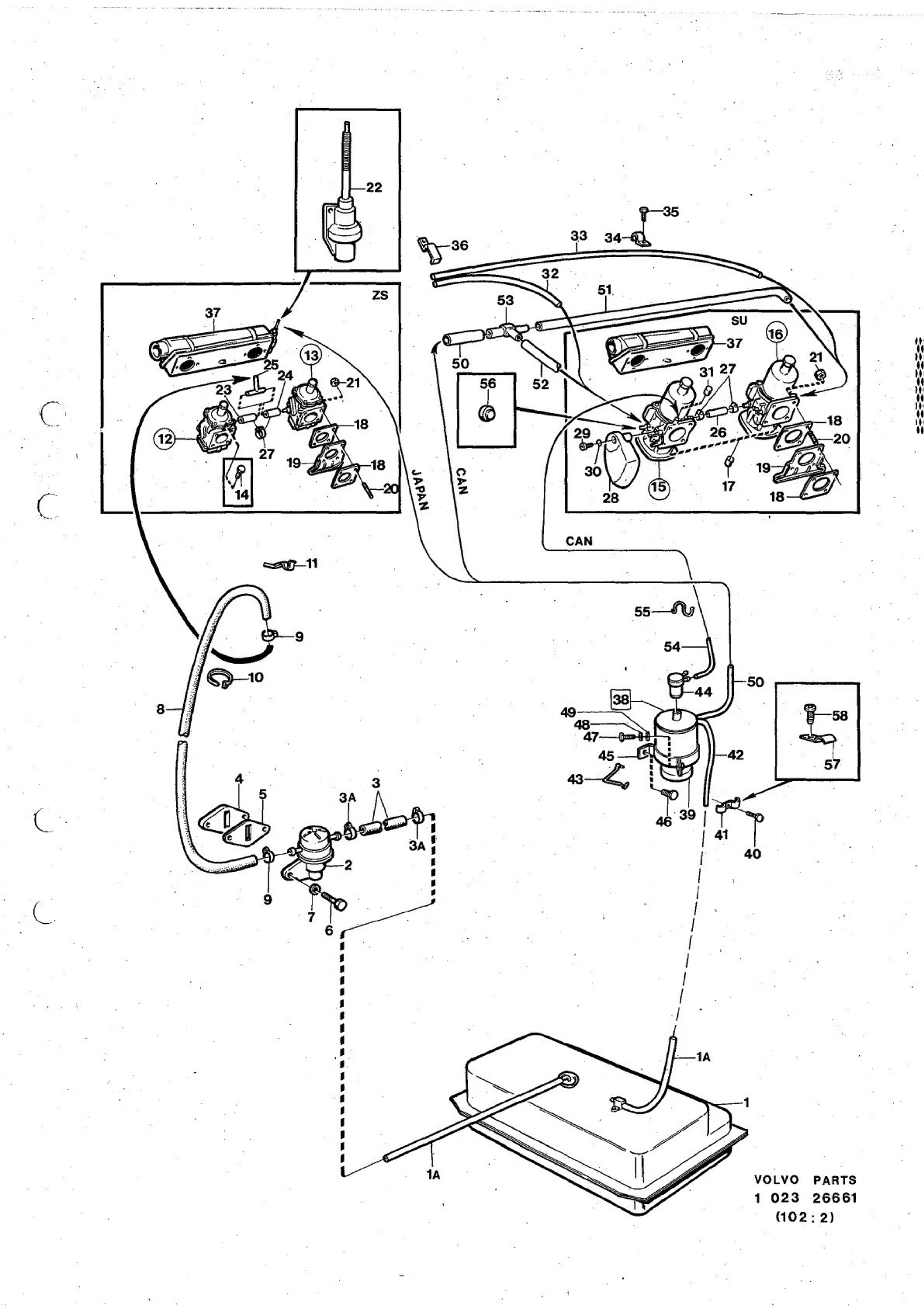 Bränslesystem, förgasarmotor B20B