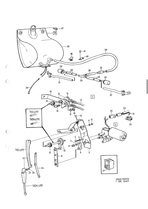 Headlight wipers, washer components CH-102949 late prod.