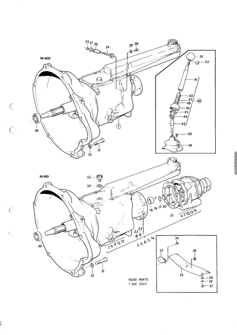 Gearbox,ALT.1,23) Mountings,control M400,M410, GV