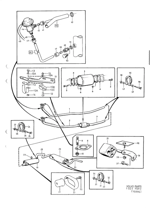 Exhaust system, exhaust recirculation system CH 132567-, excl japan