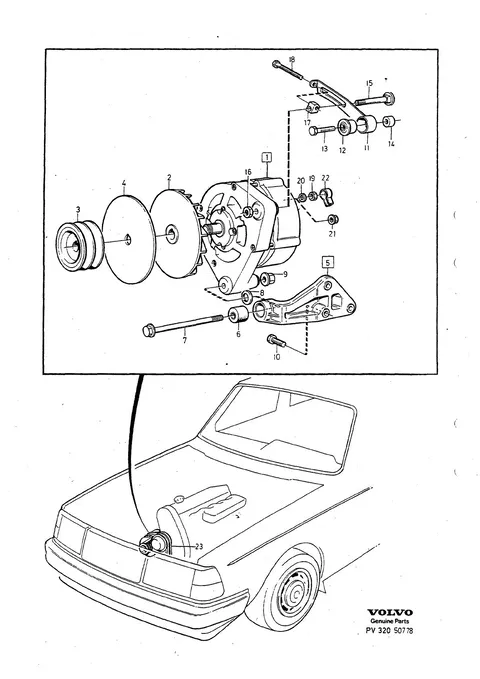 Alternator with mounting parts
