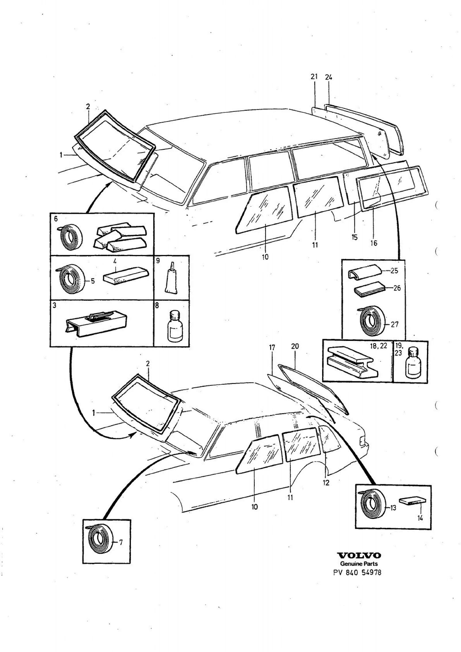 Vindruta, bakruta, sidorutor til Volvo 240 1988-