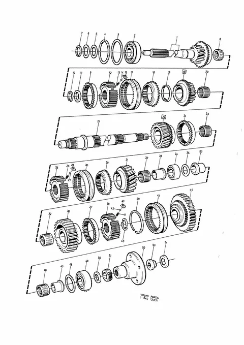 Växellåda ingående axel huvudaxel · 240-260 Series -1978
