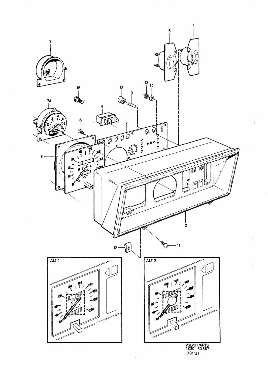 Kombiinstrument til Volvo 240/260 1975-1978