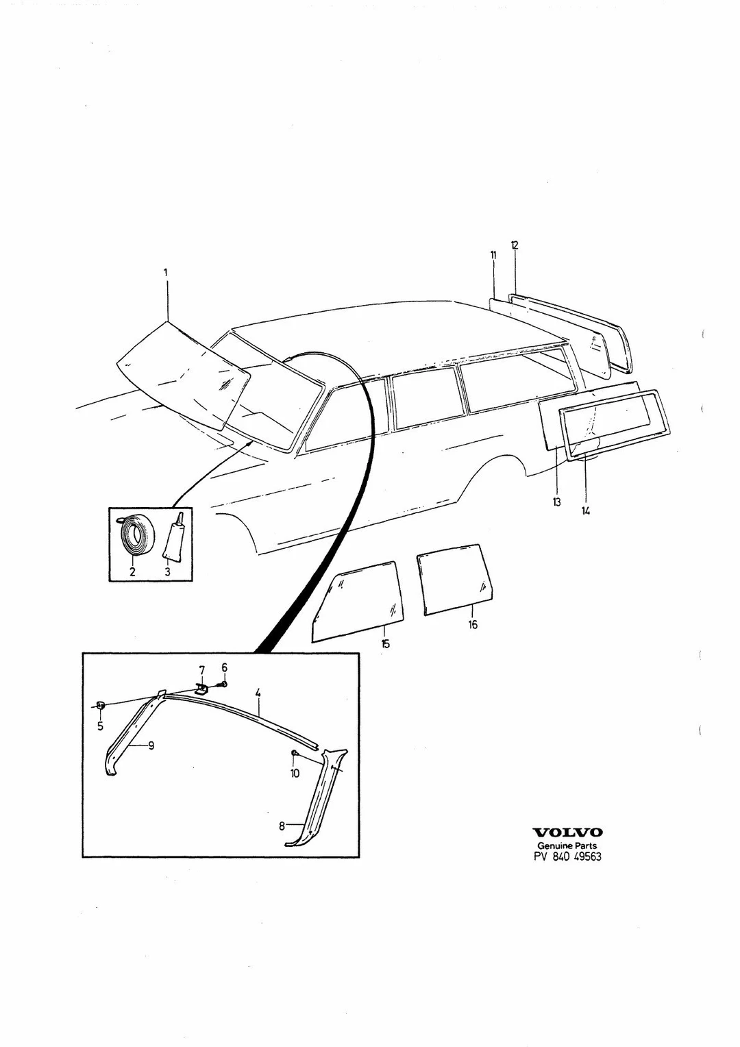 Vindruta, bakruta, sidorutor til Volvo 240/260 1975-1978