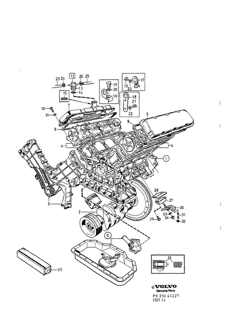 Engine with fittings