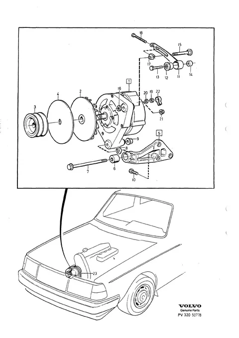 Alternator with mounting parts