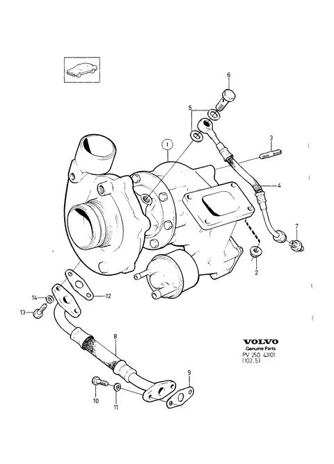 Turbocharger with connecting parts