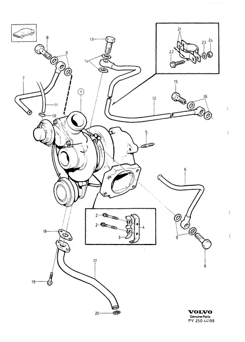 Turbocharger with connecting parts