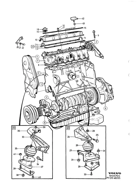 Engine with fittings