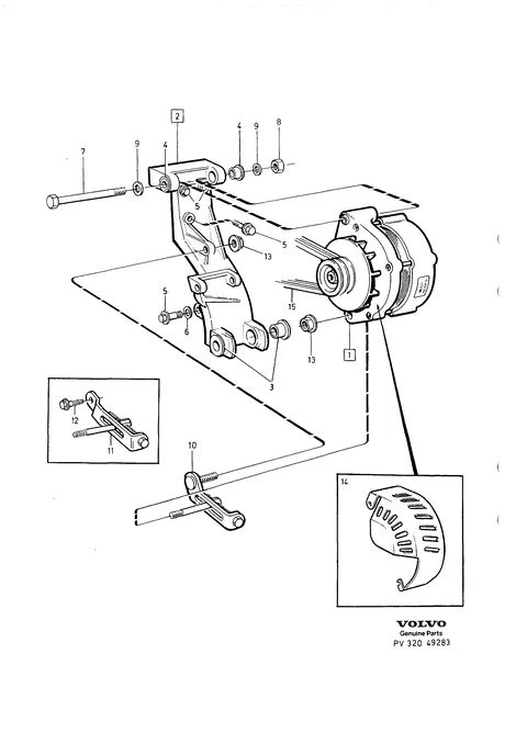 Alternator with mounting parts