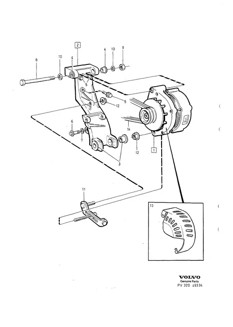 Alternator with mounting parts